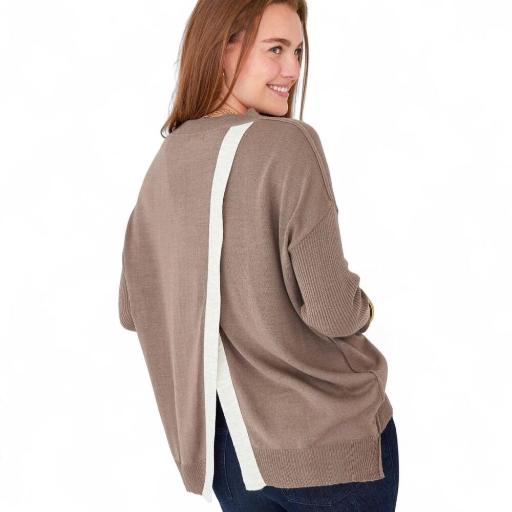 Mersea Coronado Split Back Sweater L/XL Hazelnut Seasalt Quiet Luxury